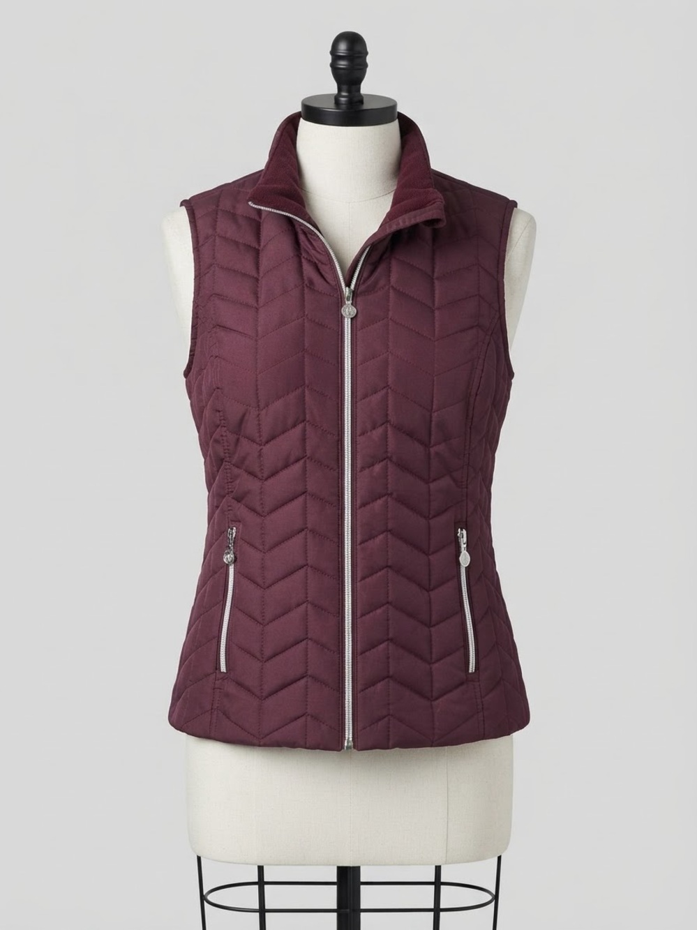 Marc New York Quilted Puffer Vest Burgundy Wine Size Medium